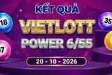 Vietlott 20/10 - Kết quả xổ số Vietlott Power 6/55 ngày 20 tháng 10