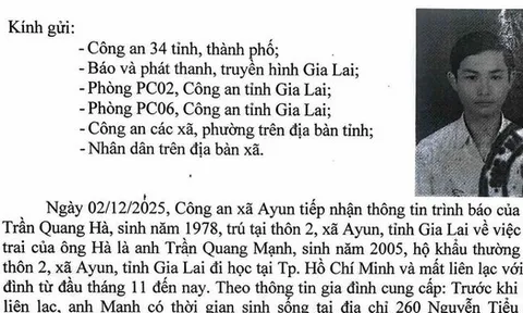 Gia Lai: Tìm kiếm nam sinh viên mất liên lạc gần 1 tháng