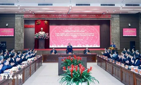 Những hình ảnh Tổng Bí thư Tô Lâm làm việc với Ban Thường vụ Thành uỷ Hà Nội