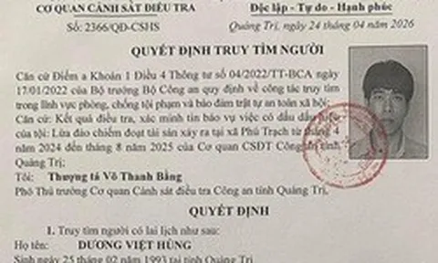 Công an tỉnh Quảng Trị truy tìm người đàn ông có tên Dương Việt Hùng