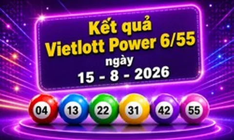 Vietlott 15/8 - Kết quả xổ số Vietlott hôm nay 15/8/2026 - Xổ số Power 6/55