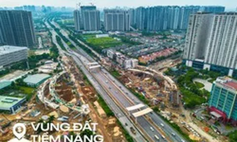 Toàn cảnh nút giao gần 2.400 tỷ vượt đại lộ rộng nhất Việt Nam đang dần thành hình, loạt đại đô thị của Vingroup, Geleximco được hưởng lợi