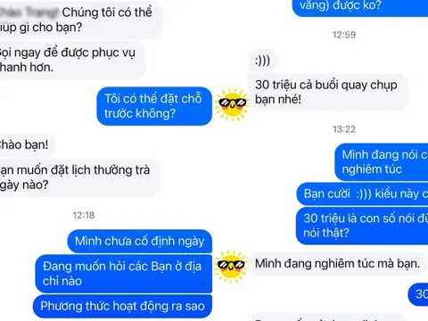 Khách hỏi giá chụp, quán trà ở Hà Nội "thét" giá 30 triệu: Sự thật phía sau tin nhắn bị cho là giễu cợt