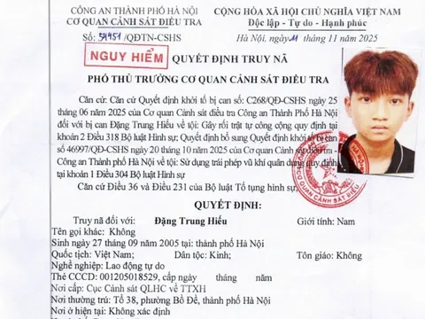 Truy nã Đặng Trung Hiếu sinh năm 2005