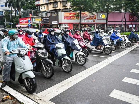 Ngày đầu vận hành camera AI, dân Hà Nội đội mưa rét dừng chờ đèn đỏ thẳng tắp