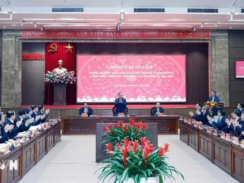 Những hình ảnh Tổng Bí thư Tô Lâm làm việc với Ban Thường vụ Thành uỷ Hà Nội
