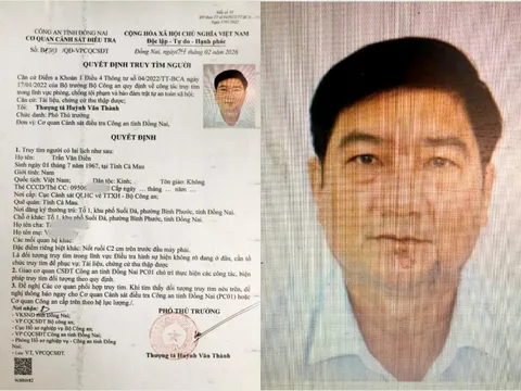 Quyết định truy tìm người có tên Trần Văn Điền SN 1967
